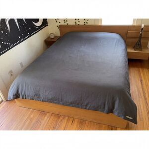 WEST ELM Gray 100% Linen Double Bed Duvet Cover Bedding Sheet  Size 88 x 92